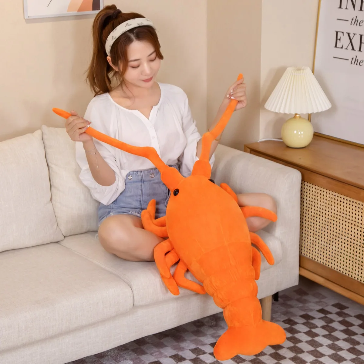 50-65cm Kawaii Red Lobster Plush Toys Stuffed Animal Shrimp Lifelike Crayfish Doll Soft Funny Pillow Birthday Gifts for Kid Baby