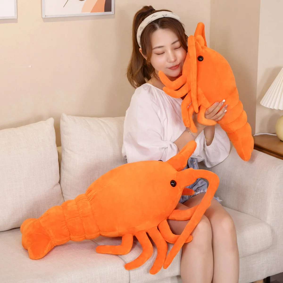 50-65cm Kawaii Red Lobster Plush Toys Stuffed Animal Shrimp Lifelike Crayfish Doll Soft Funny Pillow Birthday Gifts for Kid Baby