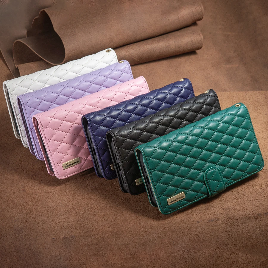 Wallet Small Fragrance Multi-card Slot Zipper Magnetic Flip Leather Case For iPhone 17 Pro Max Air 16e 16 15 Plus 14 13 12 11 XR
