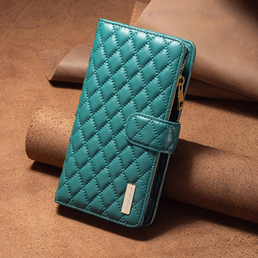 Wallet Small Fragrance Multi-card Slot Zipper Magnetic Flip Leather Case For iPhone 17 Pro Max Air 16e 16 15 Plus 14 13 12 11 XR