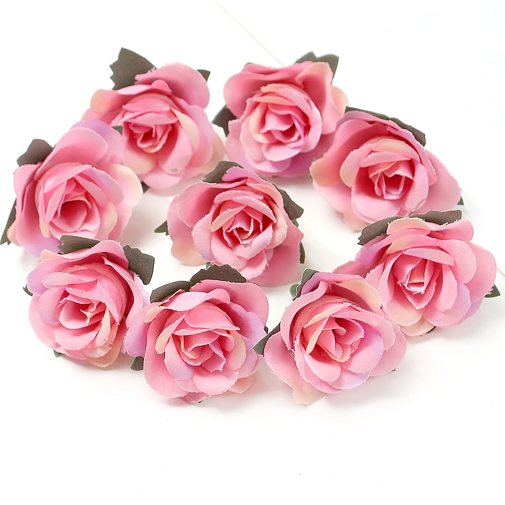10/20/50Pcs Rose Artificial Flowers 3.5cm Fake Flowers for Home Decor Garden Wedding Decoration Wreath Garlands Gift Accessories