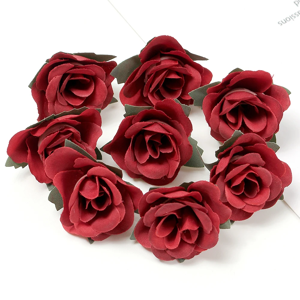 10/20/50Pcs Rose Artificial Flowers 3.5cm Fake Flowers for Home Decor Garden Wedding Decoration Wreath Garlands Gift Accessories