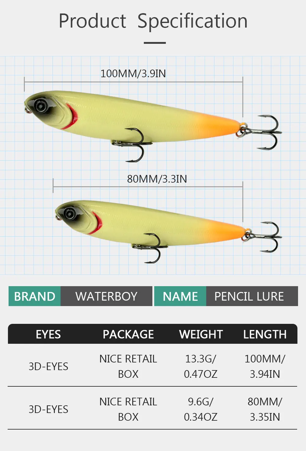 WATERBOY 8cm 9g 10cm 13g Pencil Fishing Lure Hard Artificial Bait Stickbait New Arrive Hot Fish Lure Manufacture Wobbler Pesca