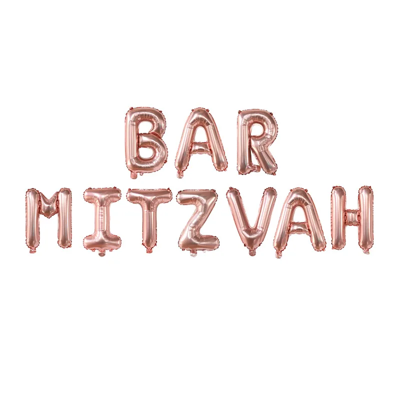 10pcs/set 16 Inch BAT MITZVAH BAR MITZVAH Letters Party Decorations Rose Gold Silver Gold Balloons Banner Photo Booth Backdrop