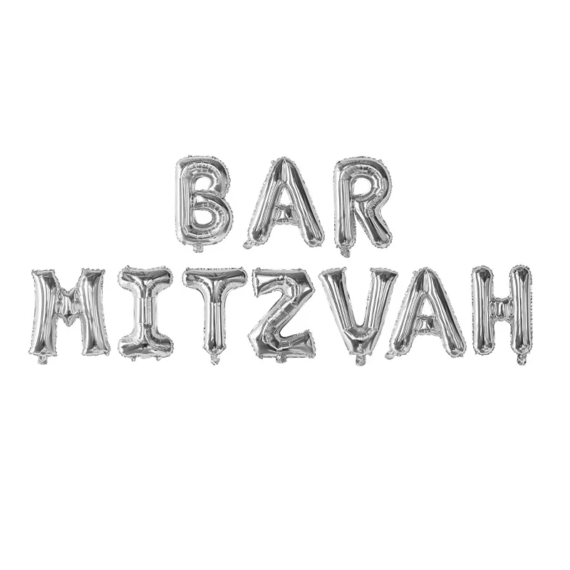 10pcs/set 16 Inch BAT MITZVAH BAR MITZVAH Letters Party Decorations Rose Gold Silver Gold Balloons Banner Photo Booth Backdrop