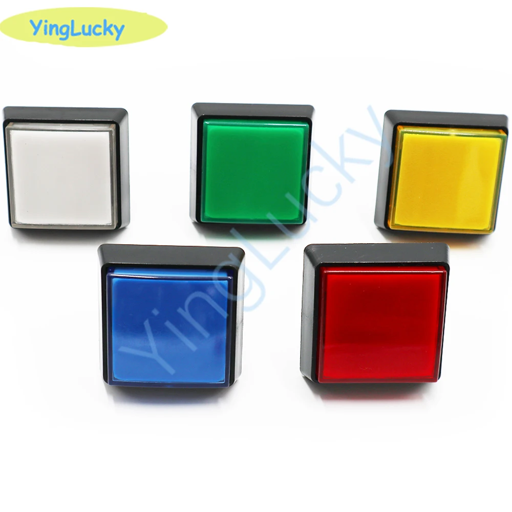 2PCS Arcade Square Buttons 12V LED Arcade Button Plane Ledbing 51*51mm Buttons