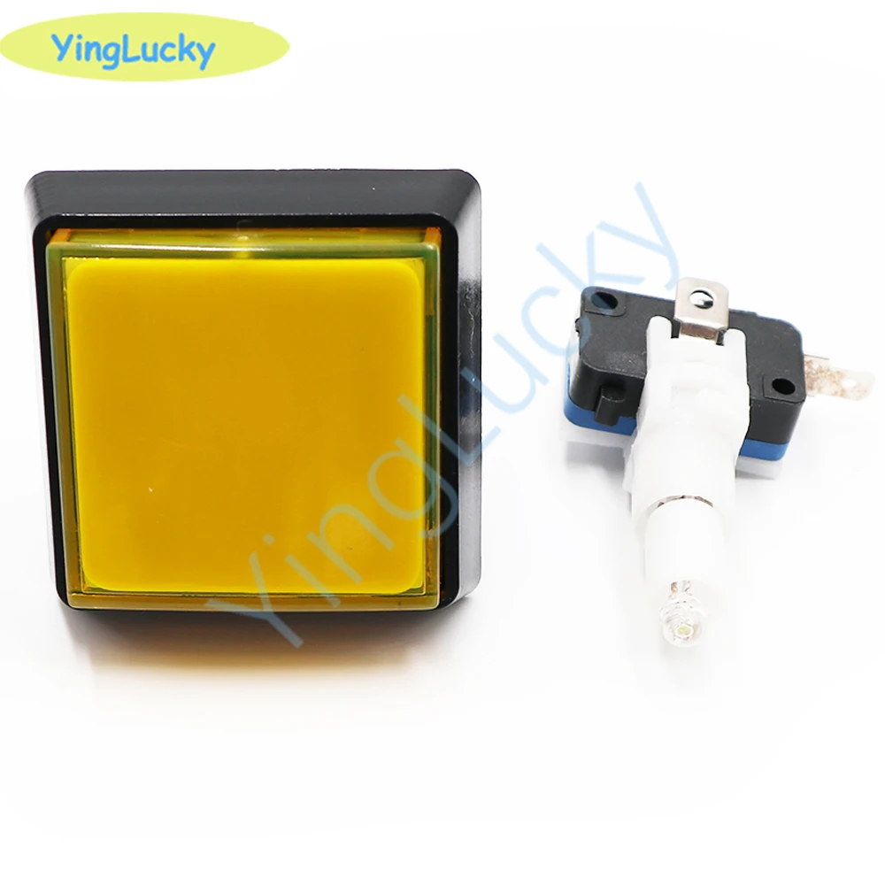 2PCS Arcade Square Buttons 12V LED Arcade Button Plane Ledbing 51*51mm Buttons
