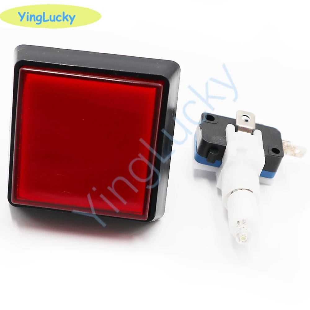 2PCS Arcade Square Buttons 12V LED Arcade Button Plane Ledbing 51*51mm Buttons