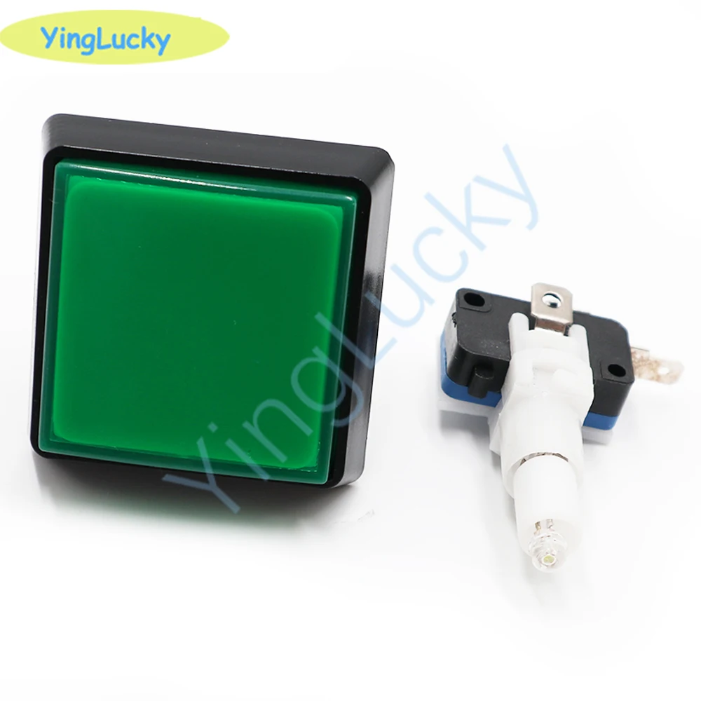 2PCS Arcade Square Buttons 12V LED Arcade Button Plane Ledbing 51*51mm Buttons
