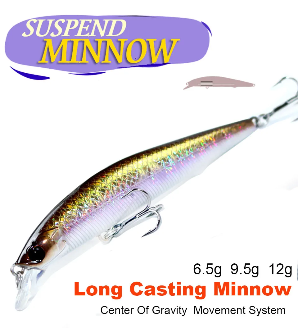 Jerkbait Suspend Minnow 6.5g/9.5g/12g Fishing Lure Long Cast Artificial Hard Bait Trolling Wobblers For Bass Pike Fishing