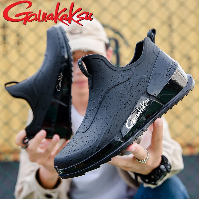 2024 Men's Fishing Water Shoes Anti-slip Rain Shoes Outdoor Waterproof Shoes Rubber Light Overshoes Boots Fishing Shoes