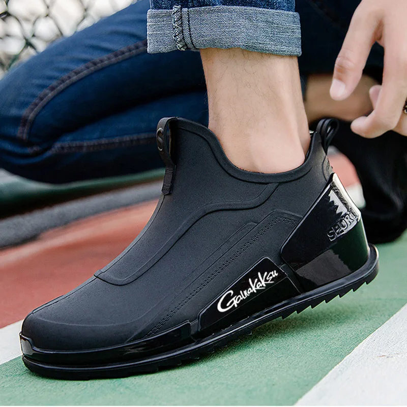 2024 Men's Fishing Water Shoes Anti-slip Rain Shoes Outdoor Waterproof Shoes Rubber Light Overshoes Boots Fishing Shoes