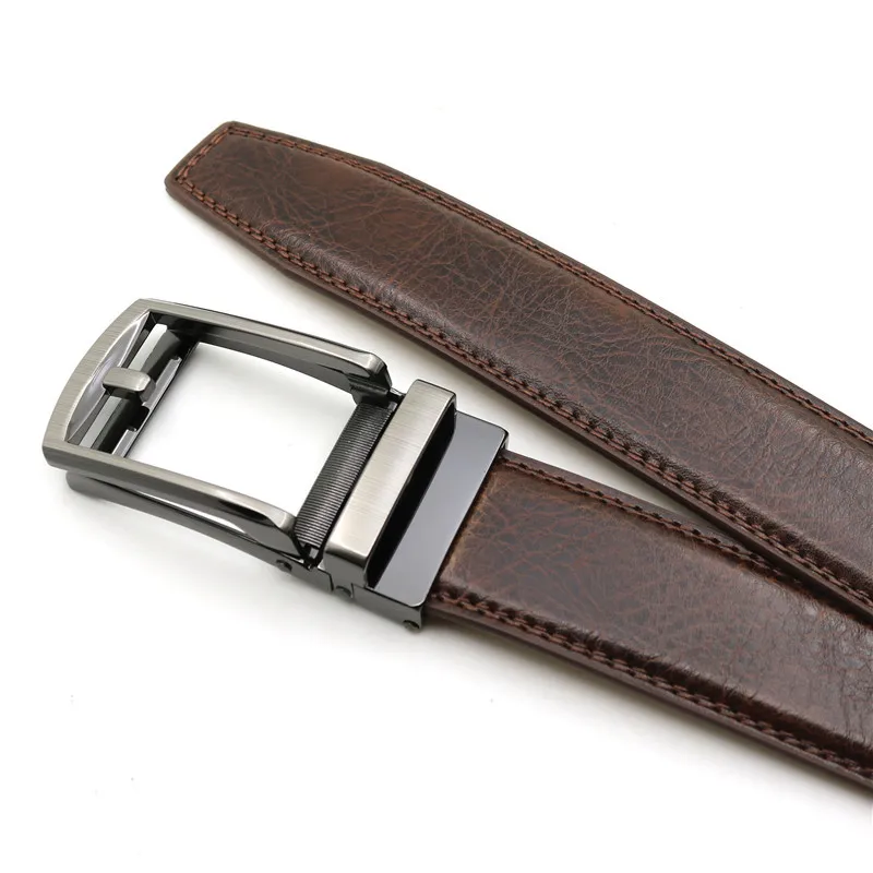 3.5cm Genuine Leather Men's Belt Alloy Automatic Buckle Two-layer Cowhide Business Casual Belt for Men Wholesale