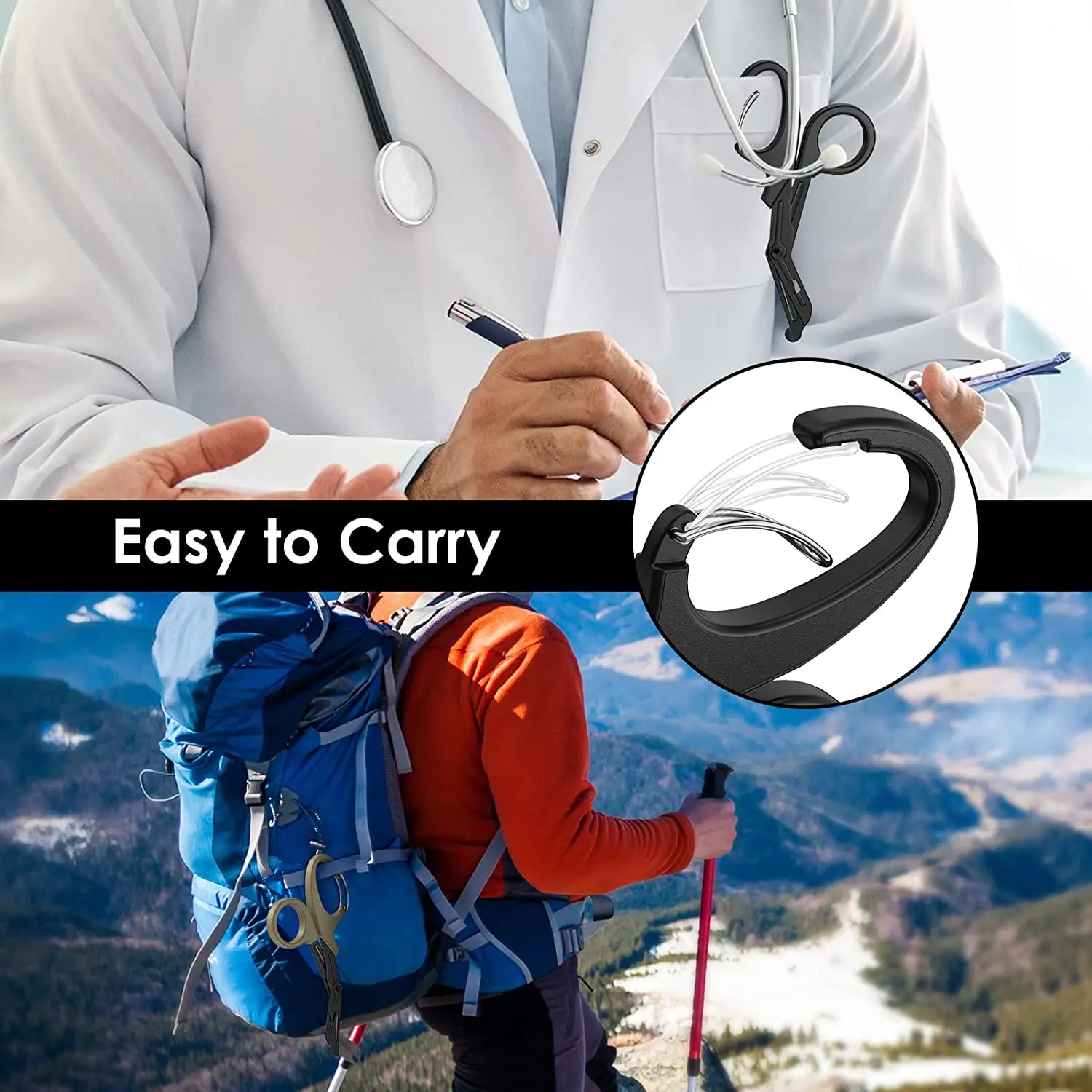 Trauma Shears Medical Scissors with Carabiner Stainless Steel Bandage Scissors for Nurses Doctors Nursing Students First Aid
