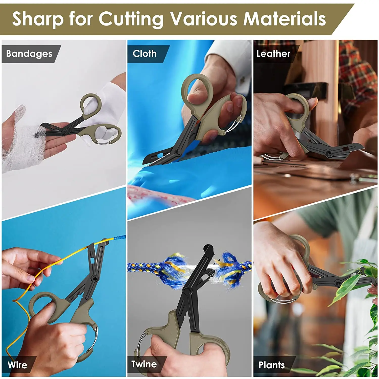 Trauma Shears Medical Scissors with Carabiner Stainless Steel Bandage Scissors for Nurses Doctors Nursing Students First Aid
