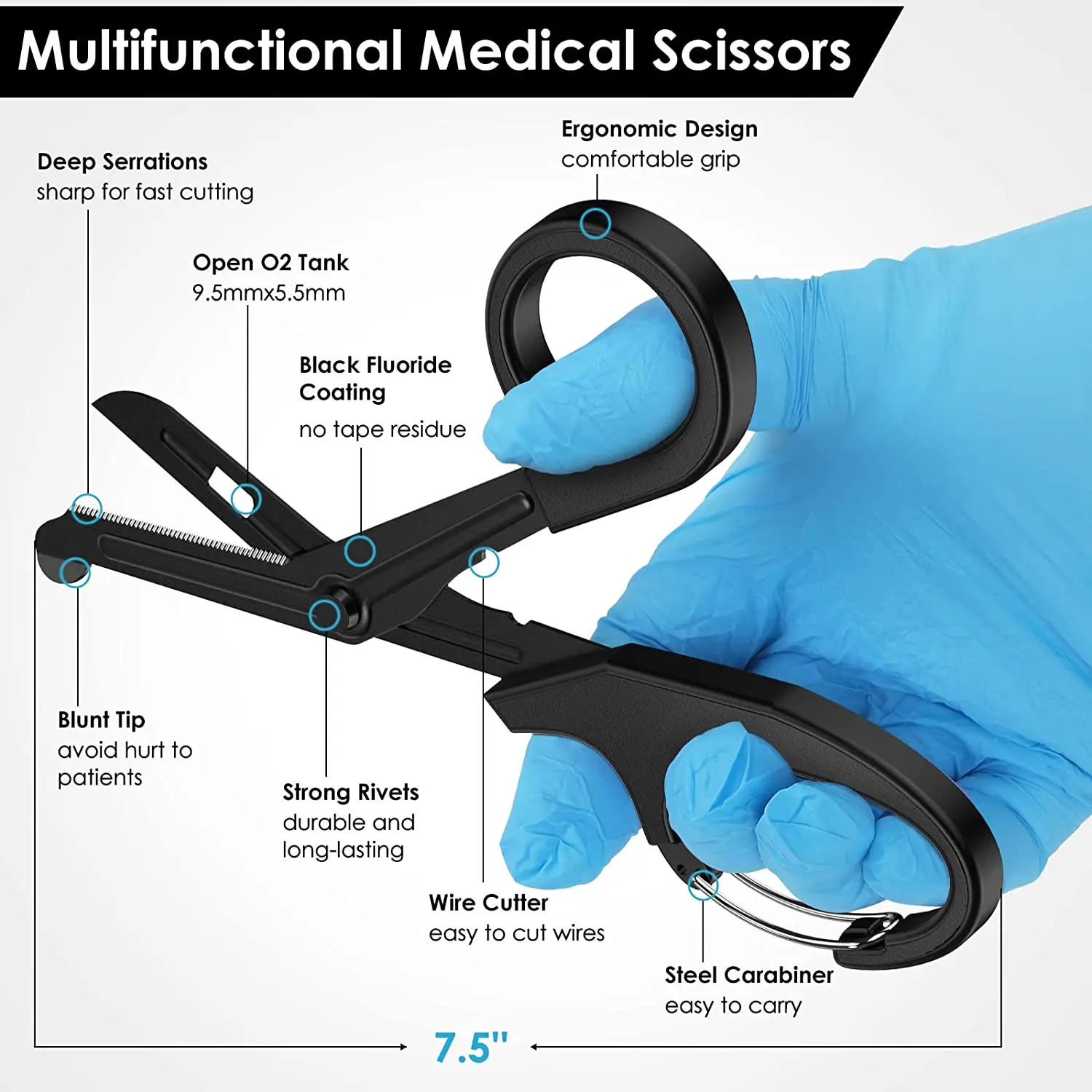 Trauma Shears Medical Scissors with Carabiner Stainless Steel Bandage Scissors for Nurses Doctors Nursing Students First Aid