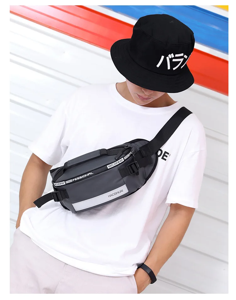 Anti-theft Male Belt Close-Fitting Waist Bags Multi-Functional Hip Bum Reflective Strip Shoulder Bag Men Nylon Fanny Chest Pack