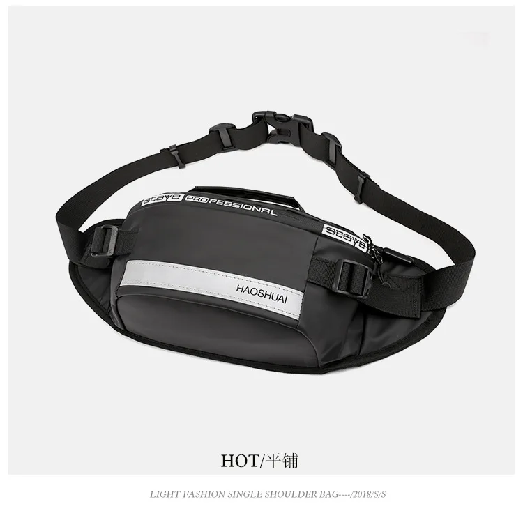 Anti-theft Male Belt Close-Fitting Waist Bags Multi-Functional Hip Bum Reflective Strip Shoulder Bag Men Nylon Fanny Chest Pack