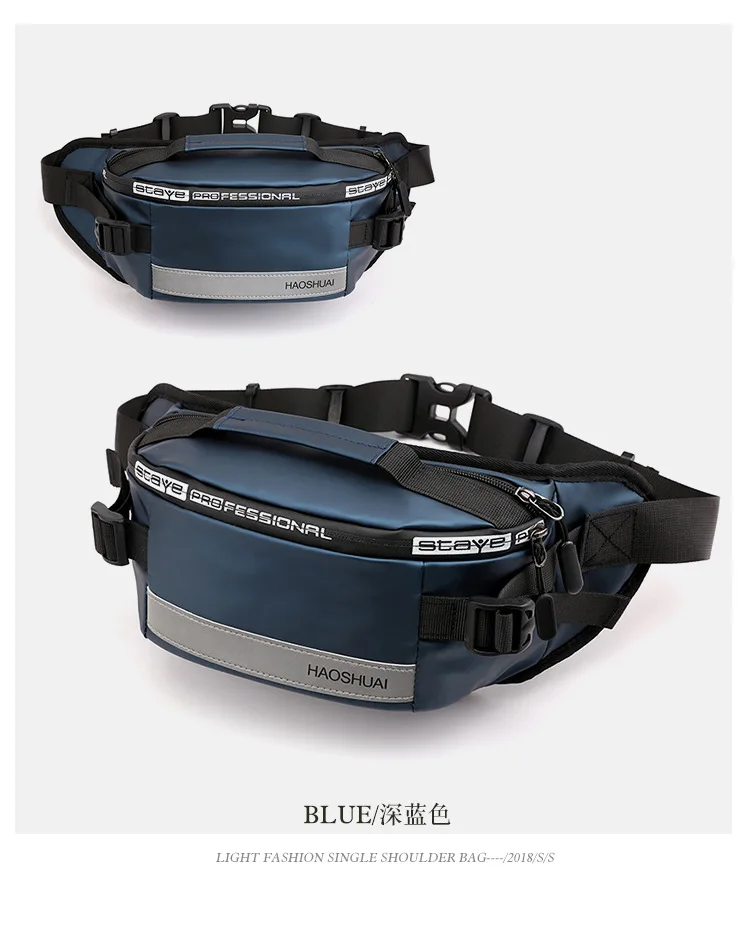 Anti-theft Male Belt Close-Fitting Waist Bags Multi-Functional Hip Bum Reflective Strip Shoulder Bag Men Nylon Fanny Chest Pack