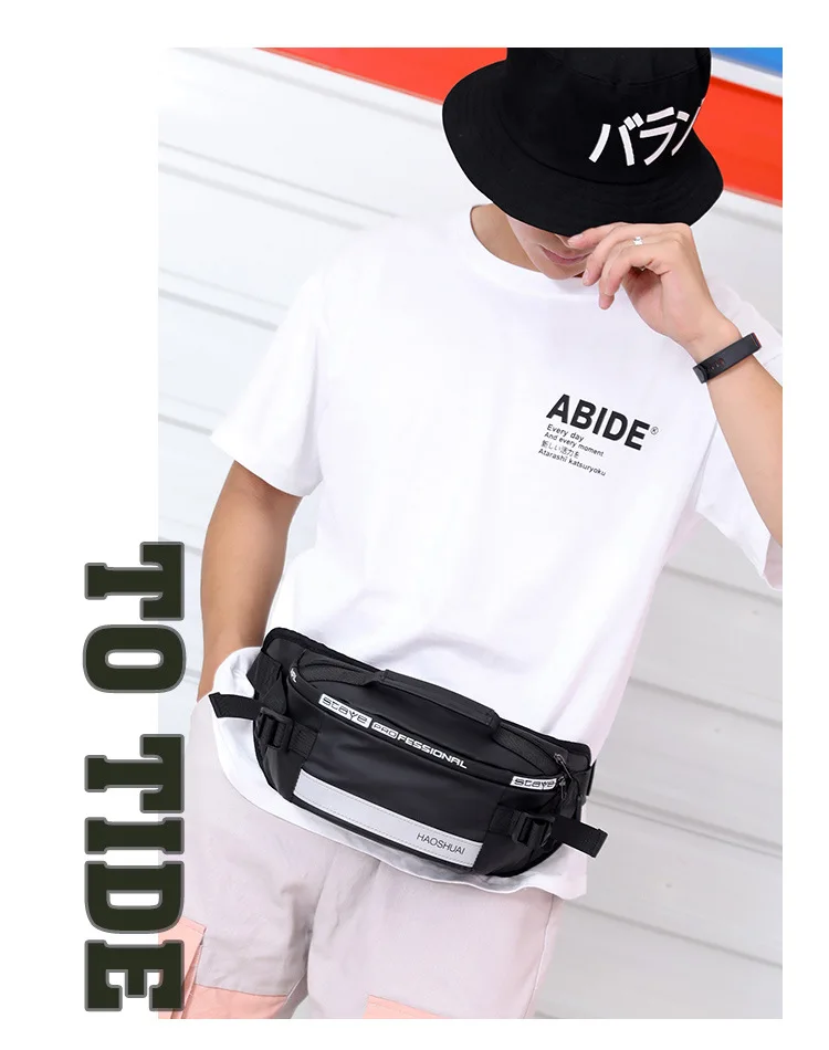 Anti-theft Male Belt Close-Fitting Waist Bags Multi-Functional Hip Bum Reflective Strip Shoulder Bag Men Nylon Fanny Chest Pack