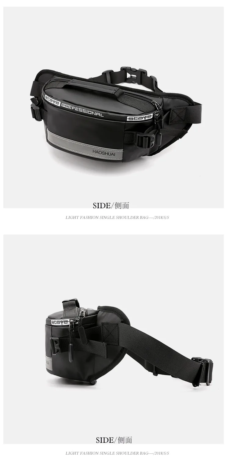 Anti-theft Male Belt Close-Fitting Waist Bags Multi-Functional Hip Bum Reflective Strip Shoulder Bag Men Nylon Fanny Chest Pack