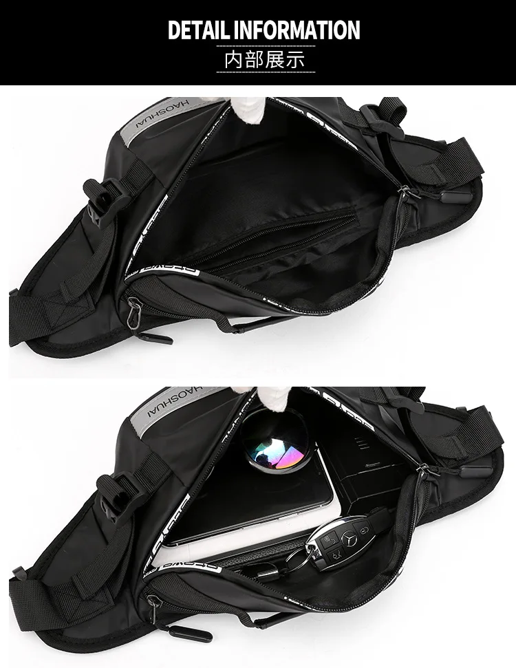 Anti-theft Male Belt Close-Fitting Waist Bags Multi-Functional Hip Bum Reflective Strip Shoulder Bag Men Nylon Fanny Chest Pack