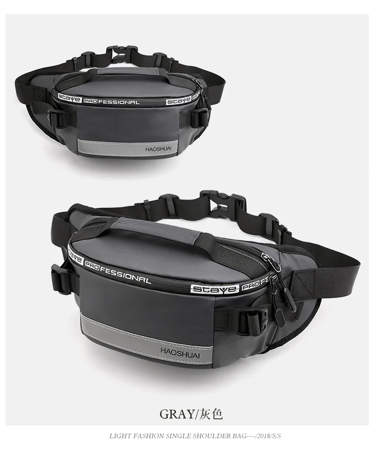 Anti-theft Male Belt Close-Fitting Waist Bags Multi-Functional Hip Bum Reflective Strip Shoulder Bag Men Nylon Fanny Chest Pack