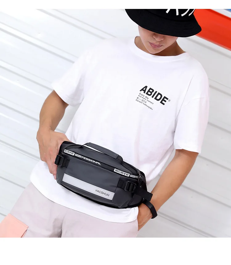 Anti-theft Male Belt Close-Fitting Waist Bags Multi-Functional Hip Bum Reflective Strip Shoulder Bag Men Nylon Fanny Chest Pack