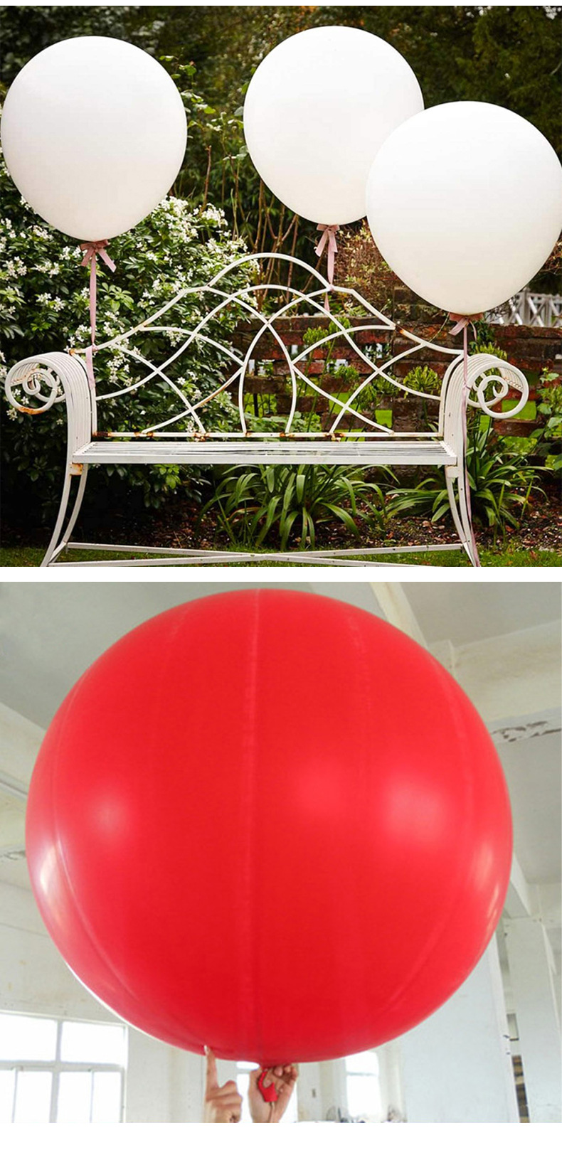 Latex Super Large Balloon 48/72/96/120 Inch Round Weather Balloon Explodes at Opening Ceremony White Groundburst Ball