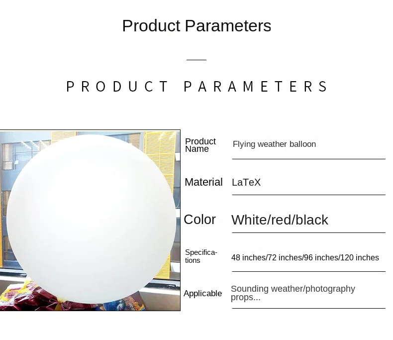 Latex Super Large Balloon 48/72/96/120 Inch Round Weather Balloon Explodes at Opening Ceremony White Groundburst Ball
