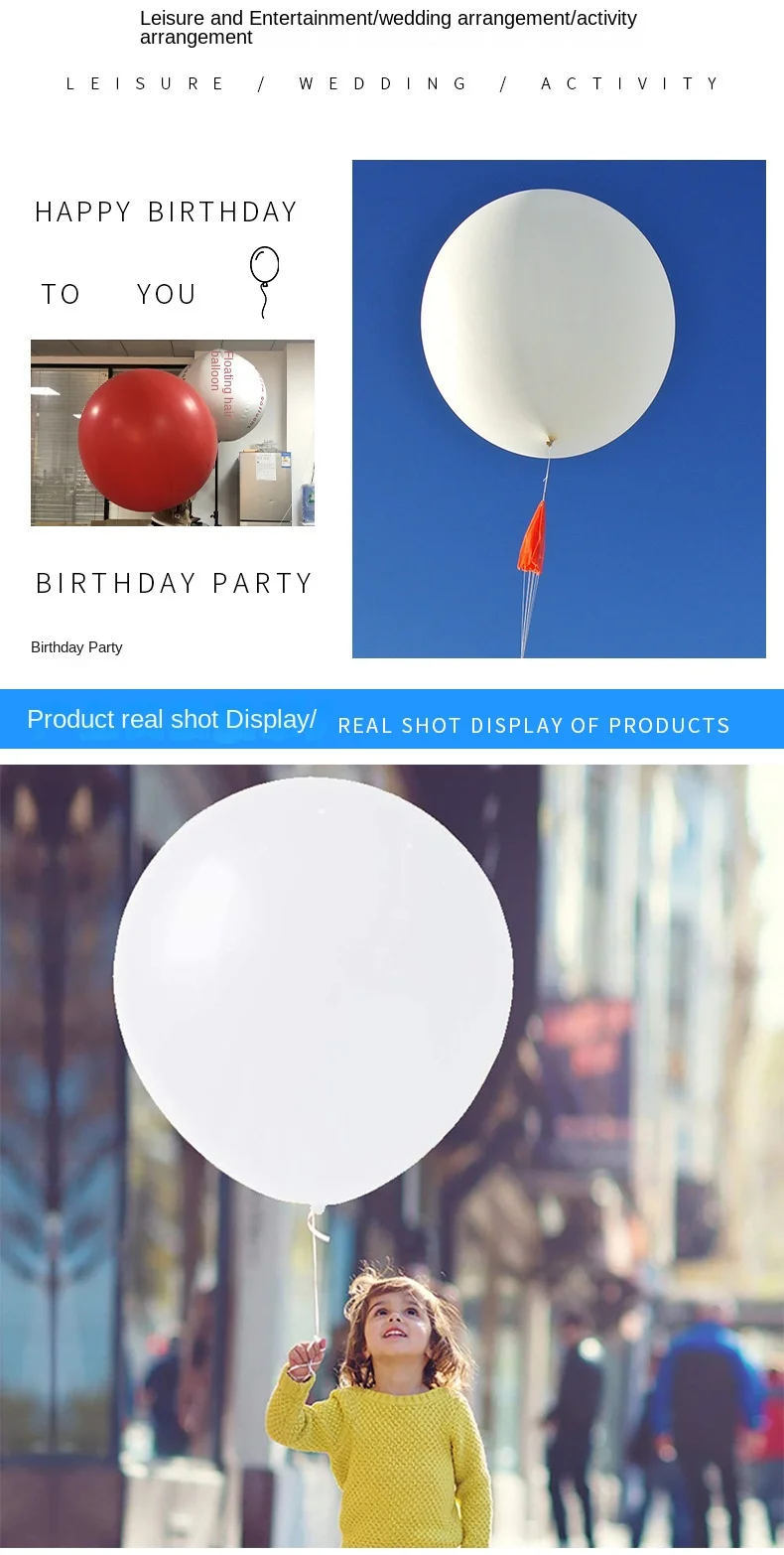 Latex Super Large Balloon 48/72/96/120 Inch Round Weather Balloon Explodes at Opening Ceremony White Groundburst Ball