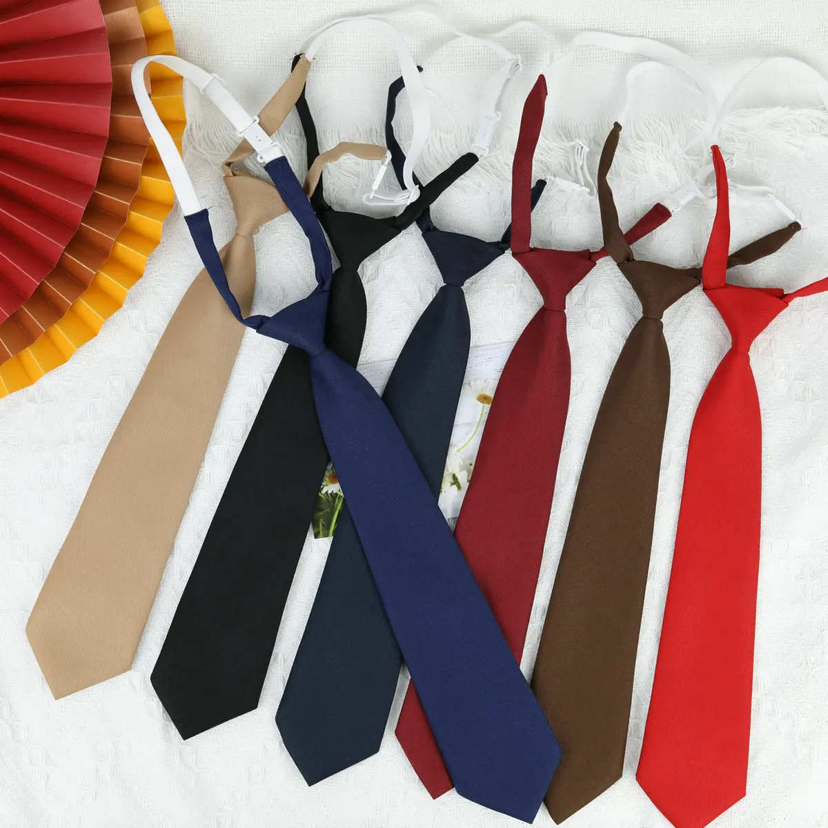 Lazy JK Small Necktie Black Wine Red Solid Dark Blue Korean Women Sweet Grils Student Basic Style School Uniform Classic Ties