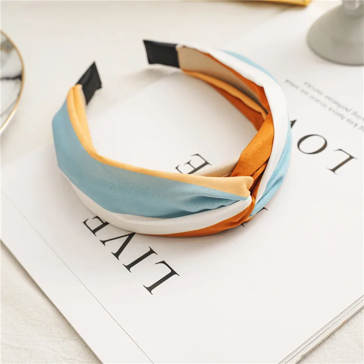 Wide Top Knot Fabric Hair Bands For Women Contrast Color Cloth Headband Bezel Girls Hairband  Hoop Female Hair Accessories