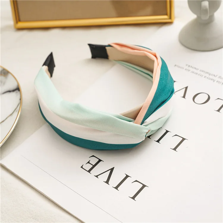 Wide Top Knot Fabric Hair Bands For Women Contrast Color Cloth Headband Bezel Girls Hairband  Hoop Female Hair Accessories
