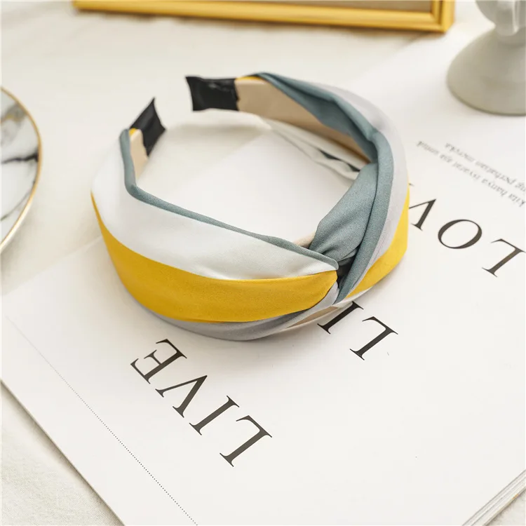 Wide Top Knot Fabric Hair Bands For Women Contrast Color Cloth Headband Bezel Girls Hairband  Hoop Female Hair Accessories