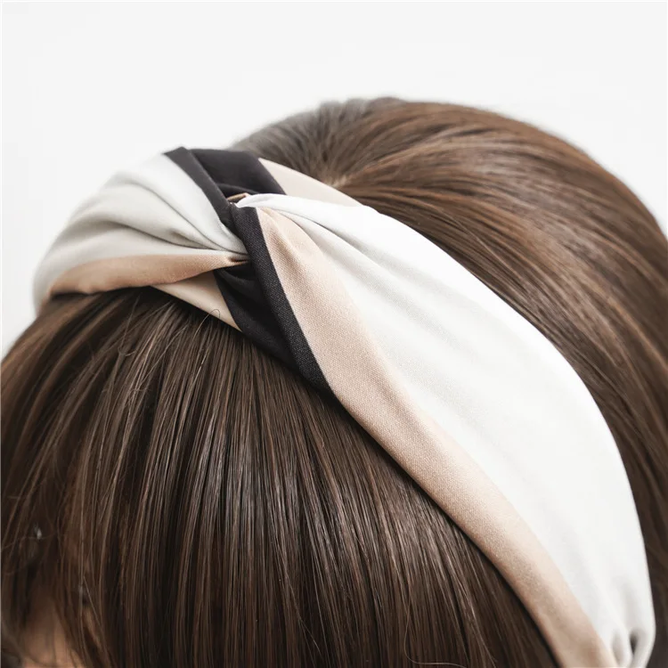 Wide Top Knot Fabric Hair Bands For Women Contrast Color Cloth Headband Bezel Girls Hairband  Hoop Female Hair Accessories