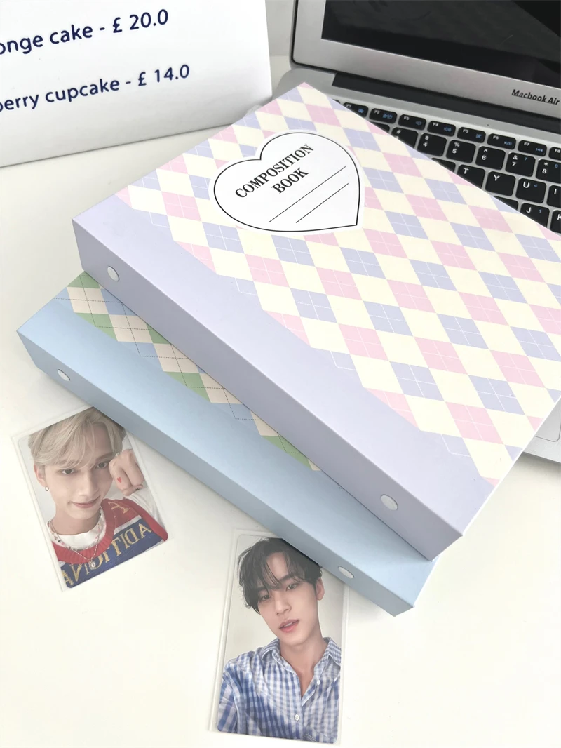 SKYSONIC A5 Cream Diamond Pattern Photo Album Collect Book Kpop Binder Cover Postcards Ring Organizer DIY Refills Suppliers