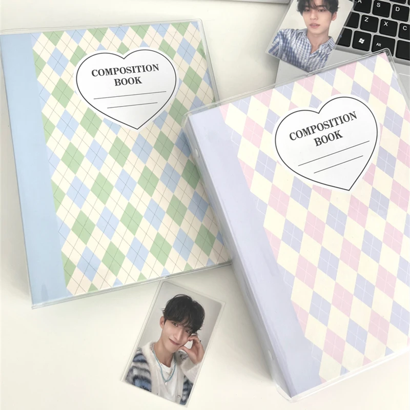SKYSONIC A5 Cream Diamond Pattern Photo Album Collect Book Kpop Binder Cover Postcards Ring Organizer DIY Refills Suppliers