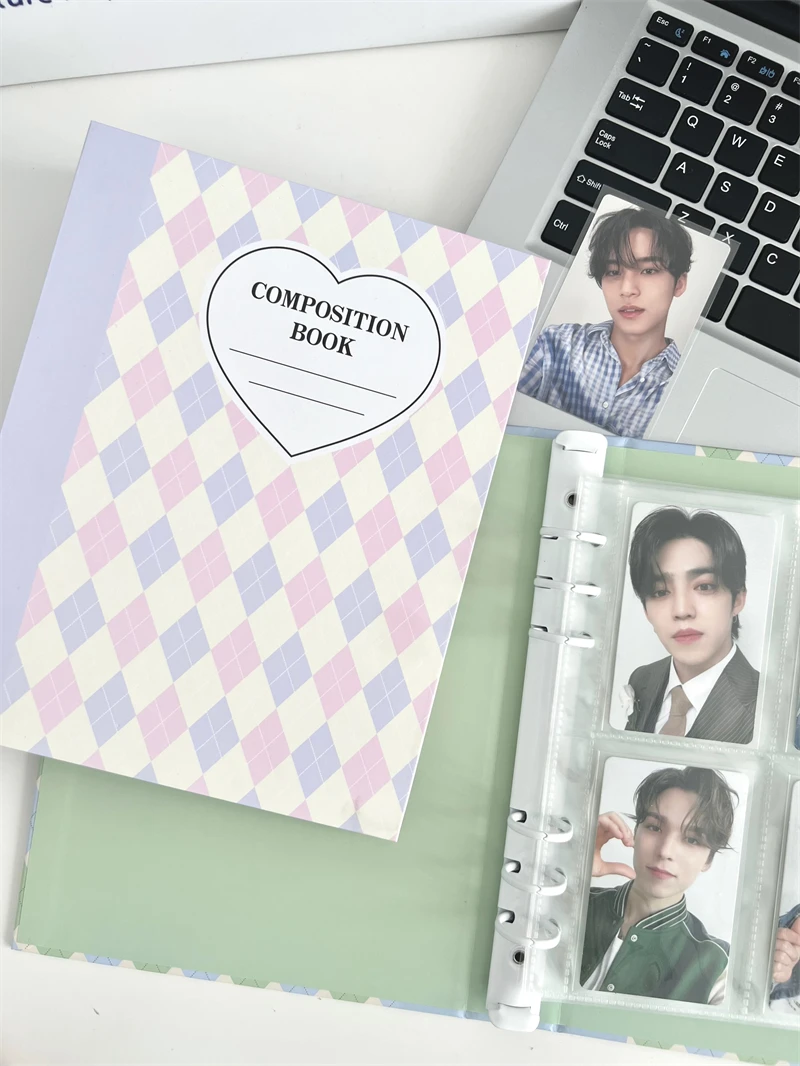 SKYSONIC A5 Cream Diamond Pattern Photo Album Collect Book Kpop Binder Cover Postcards Ring Organizer DIY Refills Suppliers