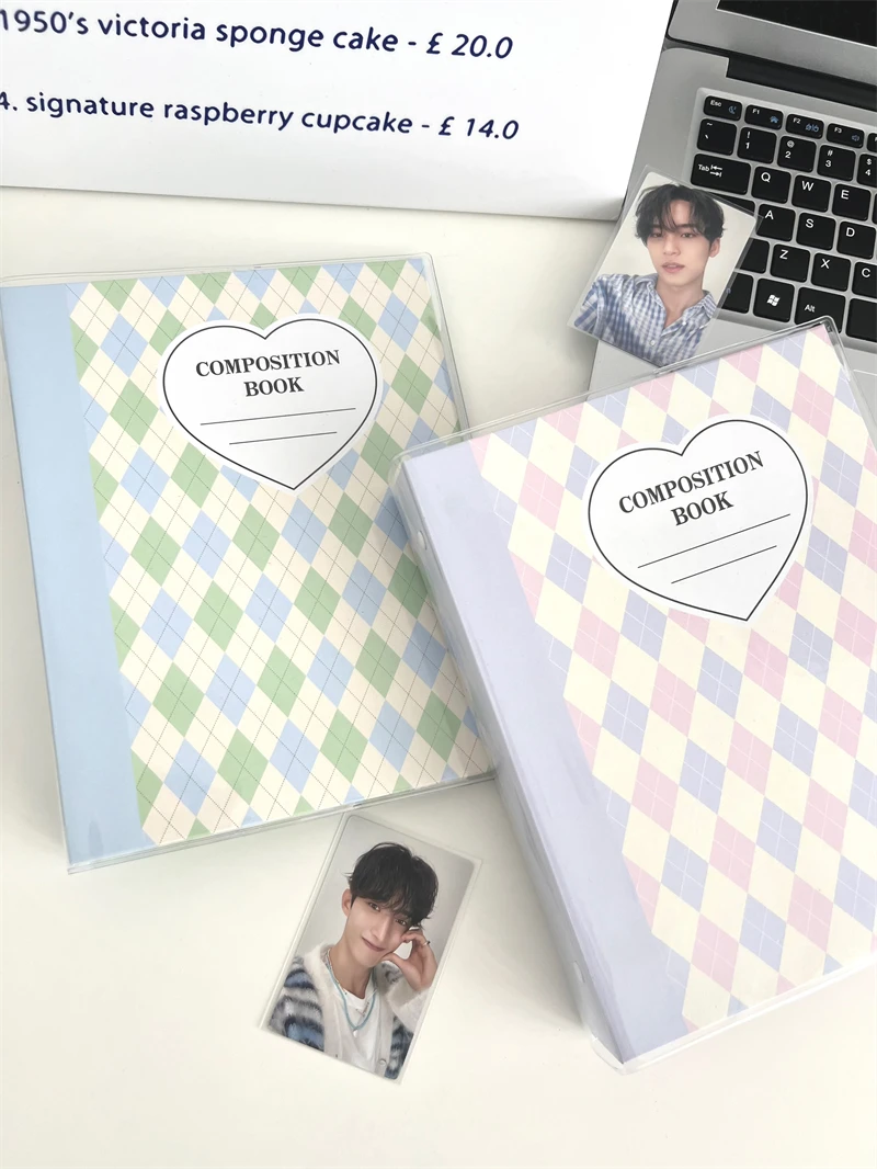 SKYSONIC A5 Cream Diamond Pattern Photo Album Collect Book Kpop Binder Cover Postcards Ring Organizer DIY Refills Suppliers