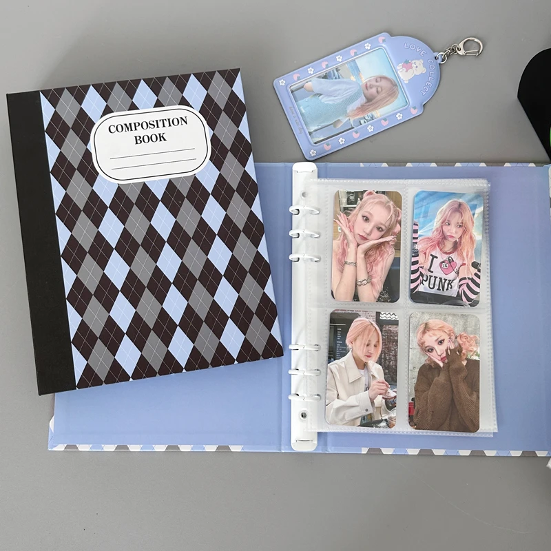 SKYSONIC A5 Cream Diamond Pattern Photo Album Collect Book Kpop Binder Cover Postcards Ring Organizer DIY Refills Suppliers