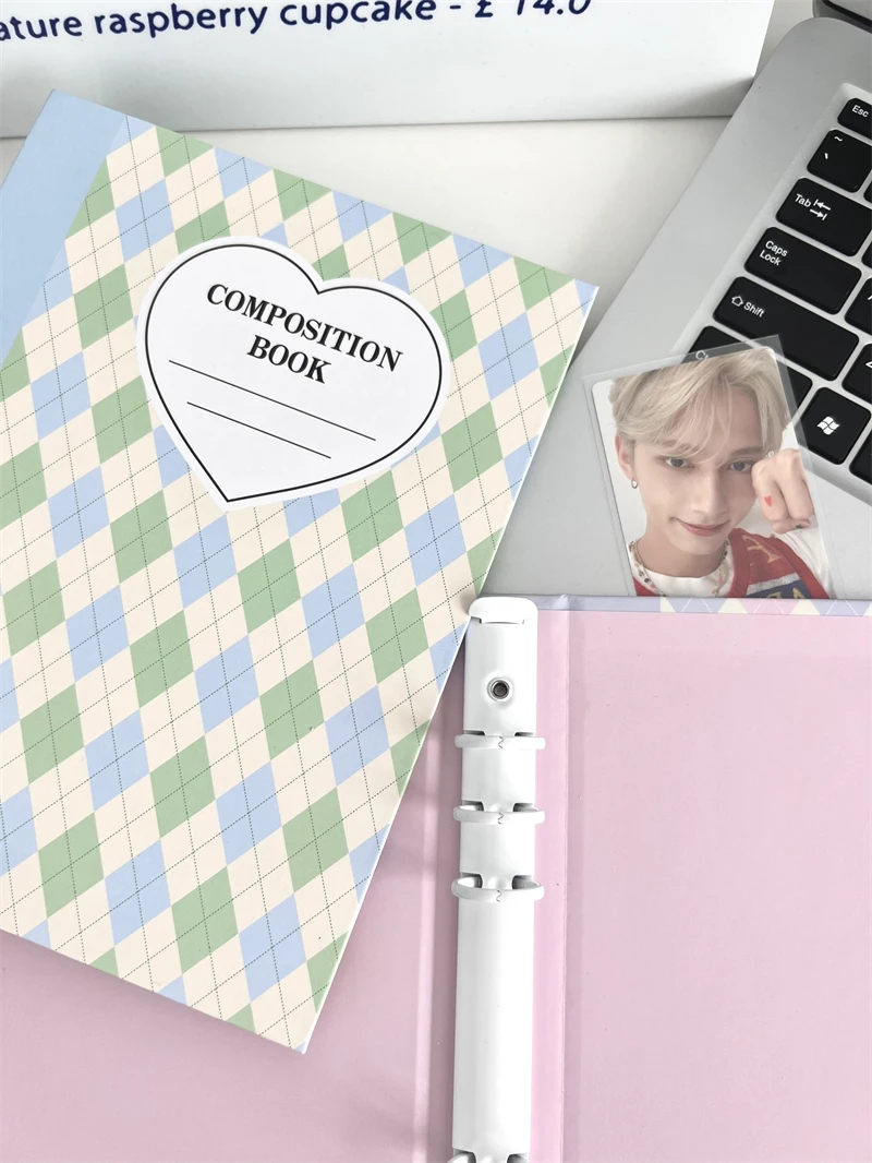 SKYSONIC A5 Cream Diamond Pattern Photo Album Collect Book Kpop Binder Cover Postcards Ring Organizer DIY Refills Suppliers