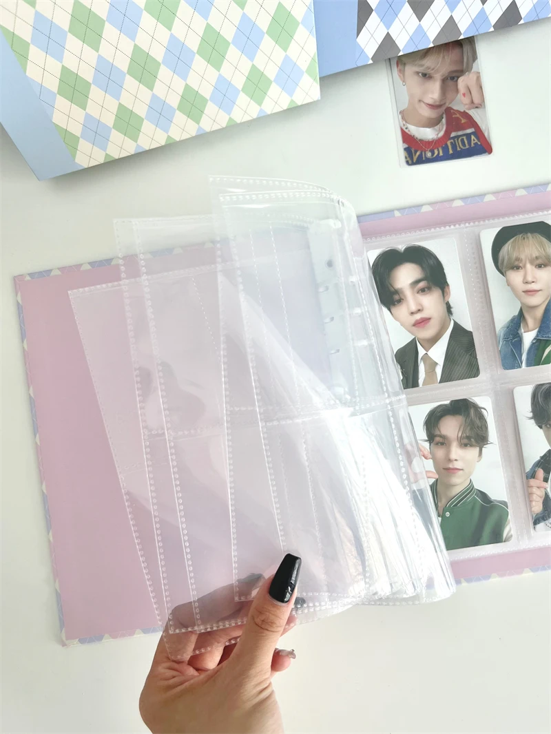 SKYSONIC A5 Cream Diamond Pattern Photo Album Collect Book Kpop Binder Cover Postcards Ring Organizer DIY Refills Suppliers