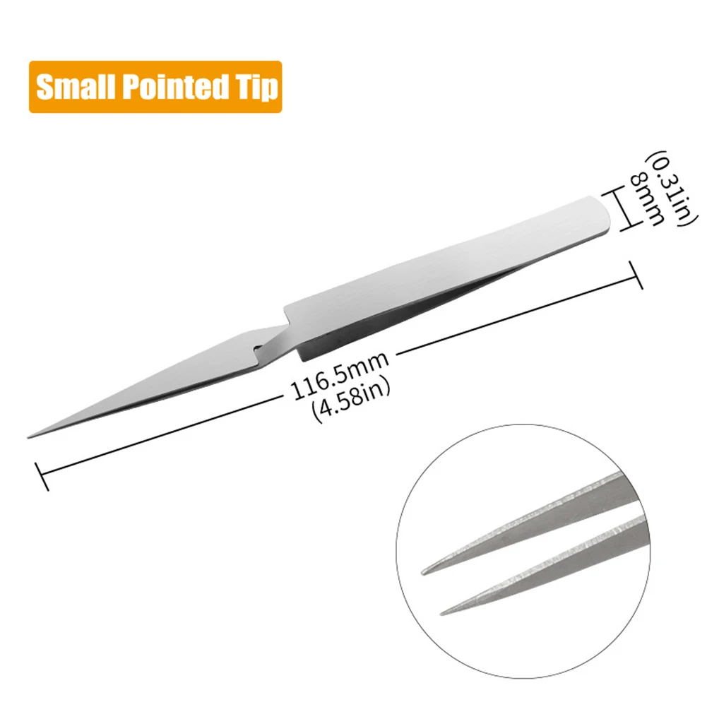 1pc Stainless Steel Tweezers Reverse Fixed Self-Locking Inverse Tweezer Jewelry Making Tool For Electronic Component Repair Tool