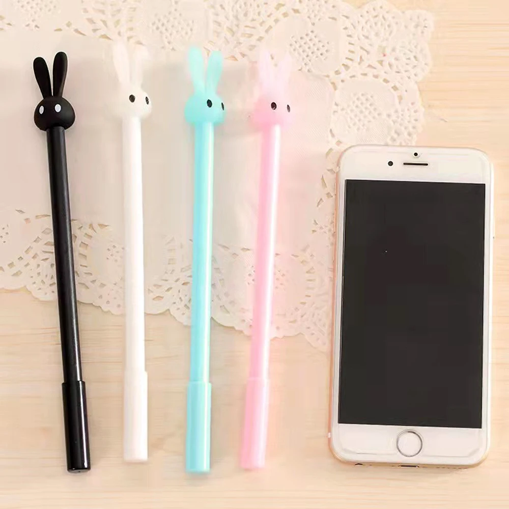 4 Pcs Stationery Cartoon Cute Kawaii Rabbit Pen Creative School Office Supply Gel Pen Gift Handles Bunny Sweet Lovely Pretty