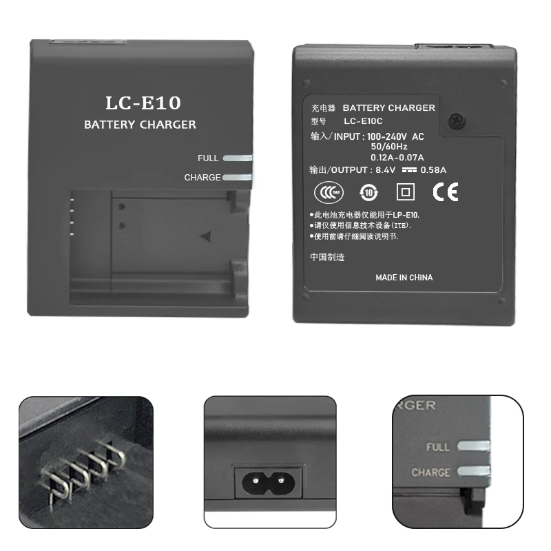 LP-E10 Camera Battery Charger Replace LC-E10C for Canon 1100D 1200D 1300D 1500D Rebel T3 T5 T6 T7 T100 3000D 4000D 2000D X80 X90