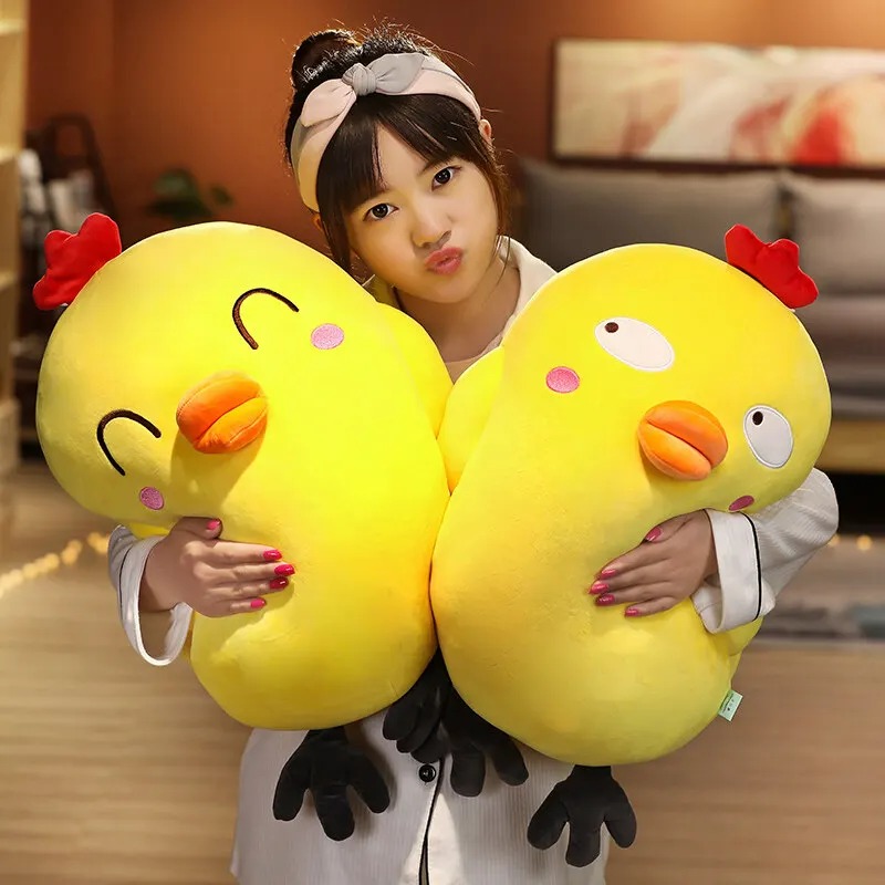 25-65cm Cute Chicken Plush Toys Kawaii Cartoon Little Yellow Chicken Doll Soft Stuffed Chick Animal Pillow Xmas Gifts for Kids