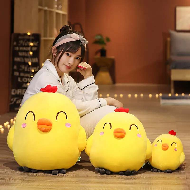25-65cm Cute Chicken Plush Toys Kawaii Cartoon Little Yellow Chicken Doll Soft Stuffed Chick Animal Pillow Xmas Gifts for Kids