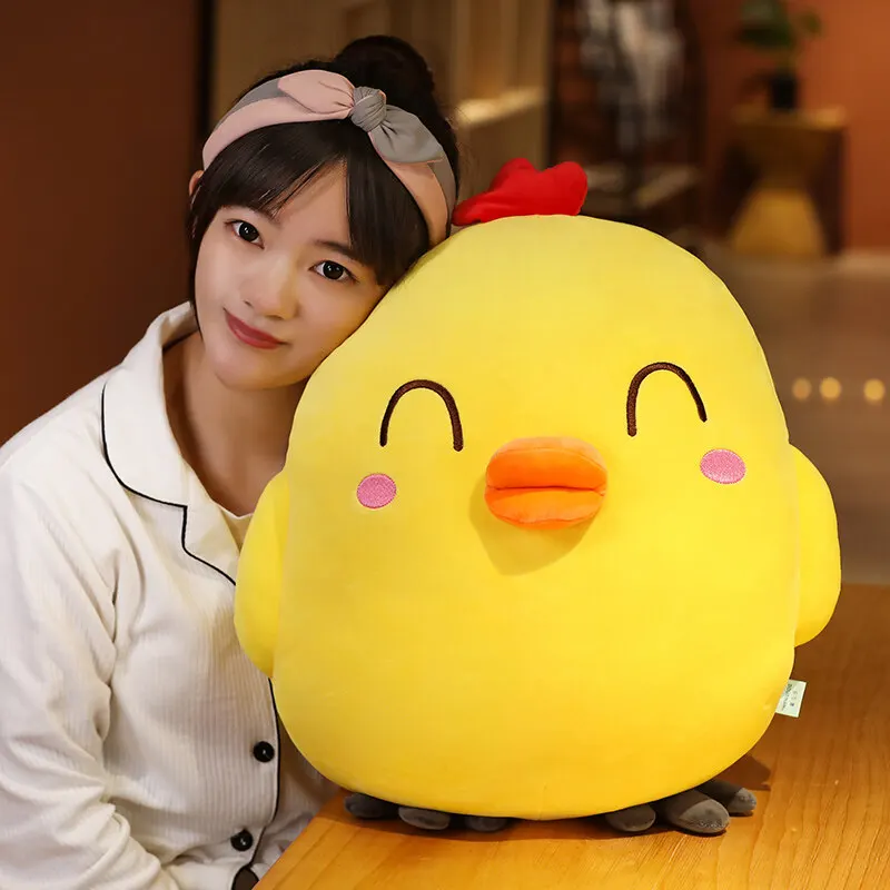 25-65cm Cute Chicken Plush Toys Kawaii Cartoon Little Yellow Chicken Doll Soft Stuffed Chick Animal Pillow Xmas Gifts for Kids