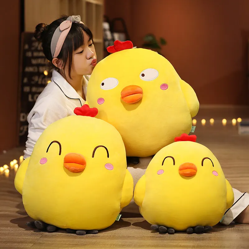 25-65cm Cute Chicken Plush Toys Kawaii Cartoon Little Yellow Chicken Doll Soft Stuffed Chick Animal Pillow Xmas Gifts for Kids